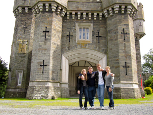 Christina in front of Wray Castle, where Beatrix Potter stay as a 16-year-old.
