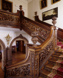The Stair Hall oak staircase at Dunster Castle