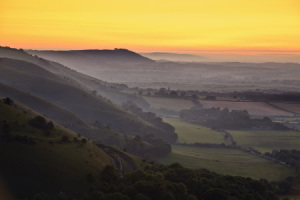 Sunset looking north from Devil's Dyke, South Downs, West Sussex