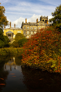 The house from The Lake in autumn at Biddulph Grange Garden, Staffordshire. Image shows property that is privately owned.