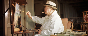 Winston Churchill at the easel in Chartwell, Kent