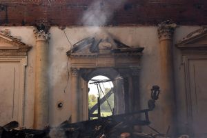 The Marble Hall at Clandon after the fire.
