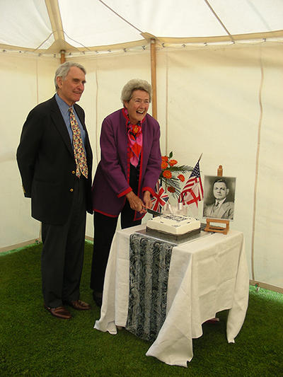 The author Tim Robinson and his wife, Maren, in front of a picture of Charles Henry Robinson, celebrating the 25th anniversary of the National Trust’s acquisition of Ightham Mote, Kent in 2010 