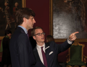 Dr. Wolf Burchard (right) with Prince Ernst-August of Hanover at The Queen’s Gallery, London, during The First Georgians exhibition.