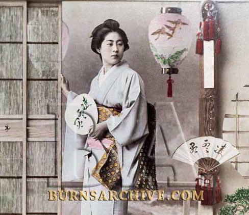 A photograph of a Geisha, part of the Burns Archives