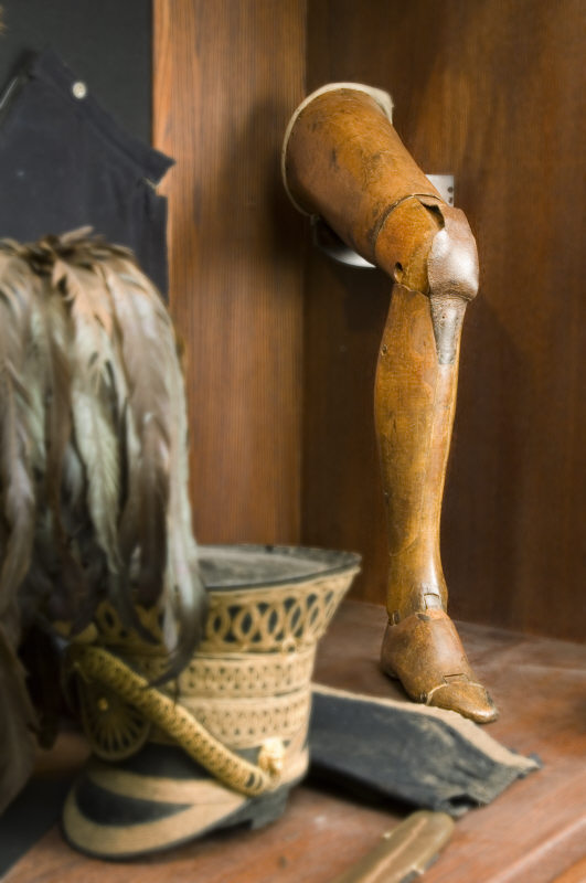 The Anglesey Leg, the world's first articulated wooden leg, in the Cavalry Museum at Plas Newydd, on the Isle of Anglesey, Wales