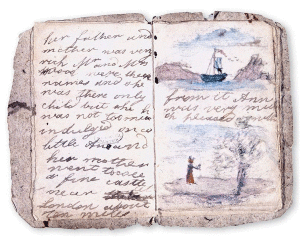 Charlotte Brontë’s earliest surviving miniature manuscript book, c. 1828.  Credit: Brontë Parsonage Museum