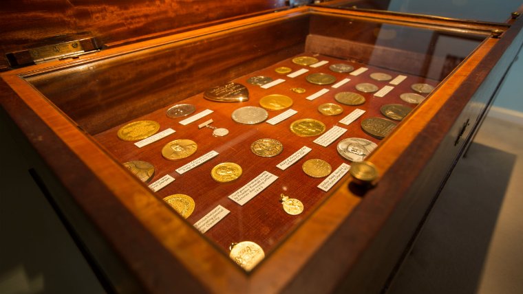 Churchill's cabinet holds an eclectic mix of medals and medallions. National Trust Ciaran McKrickard