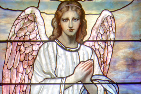 Detail The Guardian Angel, Tiffany Studios, First Presbyterian Church of Lake Forest, Illinois