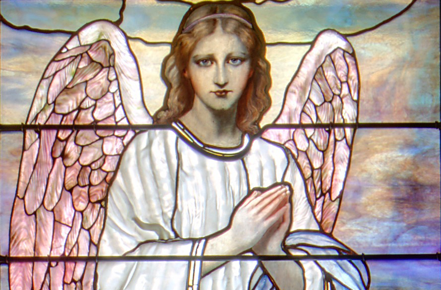 Detail The Guardian Angel, Tiffany Studios, First Presbyterian Church of Lake Forest, Illinois