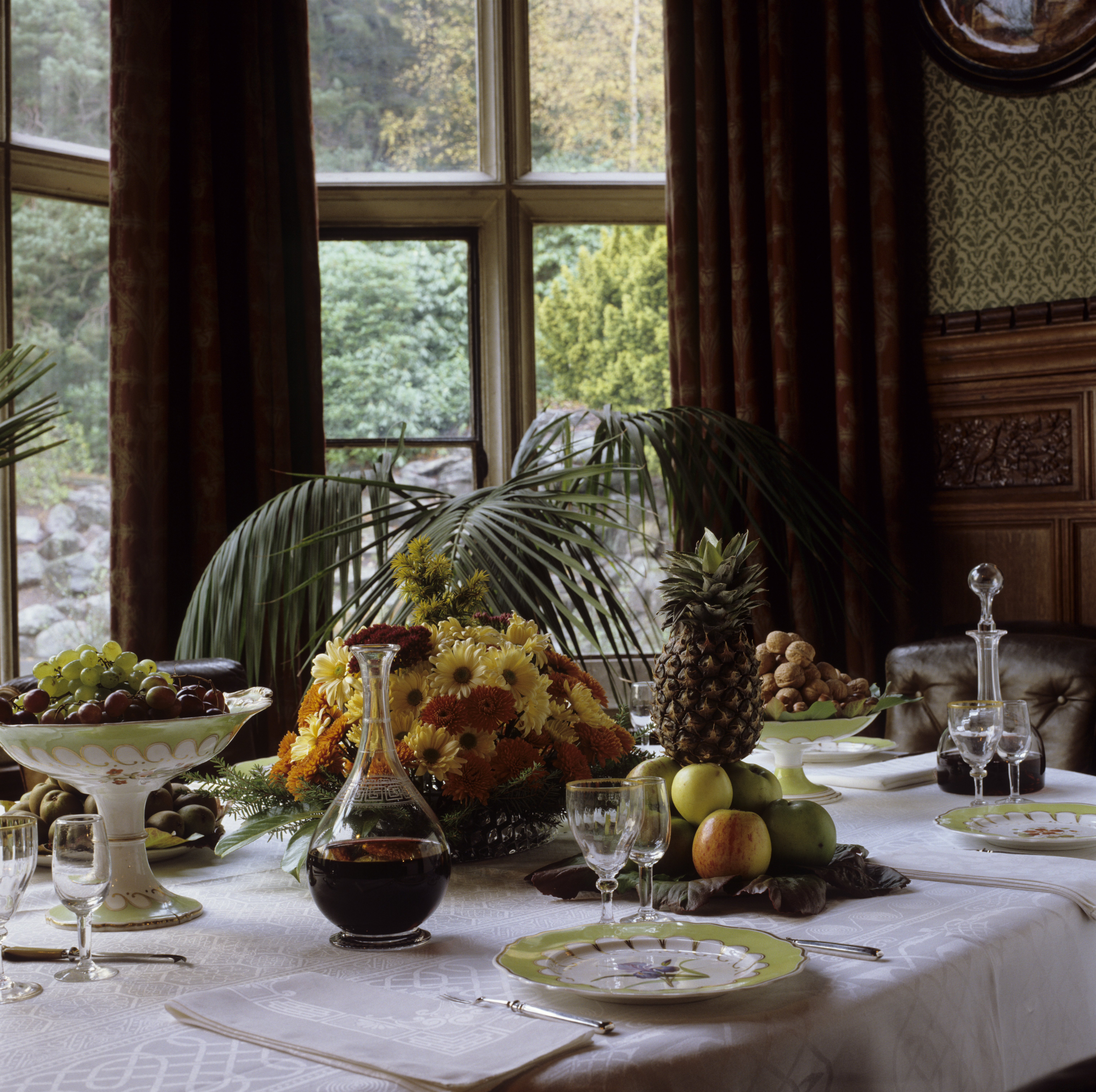 The dining table at Cragside, set for a dessert course with fruit and cheese ©National Trust Images Andreas von Einsiedel