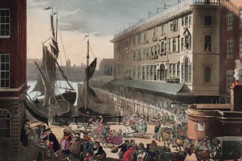 Billingsgate. Thomas Pennant, Some Account of London (1805), extra-illustrated copy. Houghton Library, Harvard University.