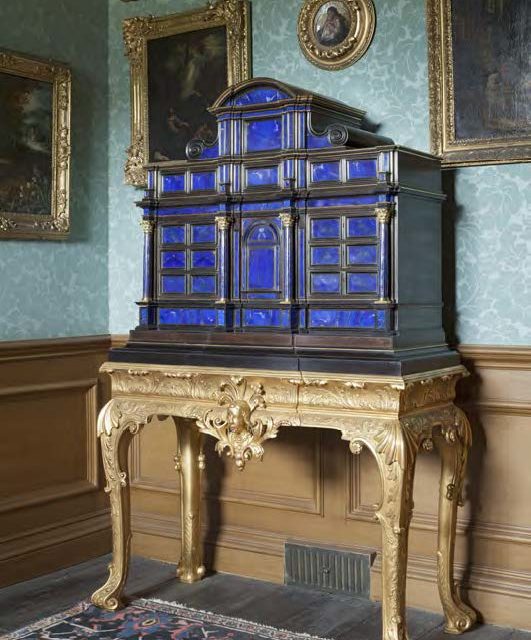 The lapis lazuli cabinet and associated, now believed to be nineteenth-century, giltwood stand at Belton House, Lincolnshire. © National Trust Images/Dennis Gilbert