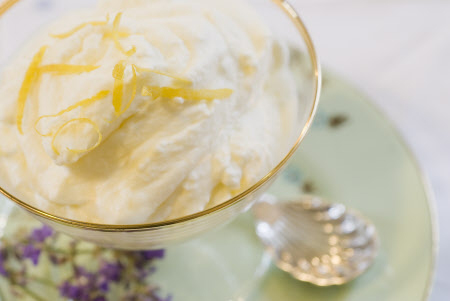 Lavender Syllabub in the restaurant at Plas Newydd, Anglesey, Wales
