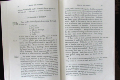 A copy of "Notes on Nursing: What It Is and What It Is Not" by Florence Nightingale at Claydon, Buckinghamshire