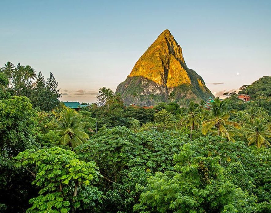 View of Piton Peaks from Rabot Estate