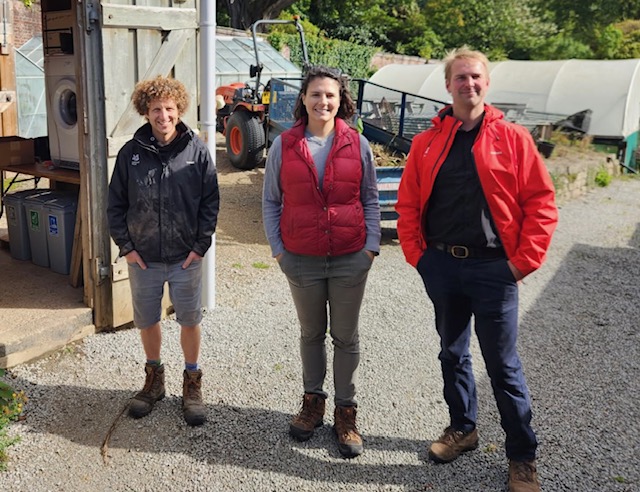 Trelissick gardener Wella Chubb, Horan Fellow Allyson Gibson, and head gardener Adam Carveth