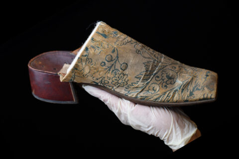 A slipper said to have been worn by King James II. © National Trust Images/Steve Haywood