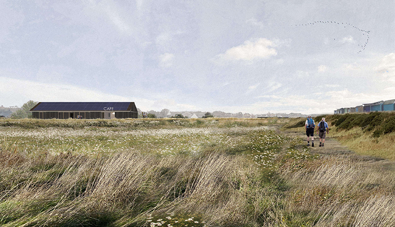 Artist impression of the cafe and site at Sandilands. © Jonathan Hendry Architects