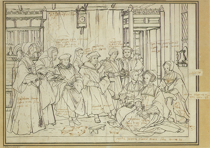 Study for portrait of the More family by Hans Holbein the Younger. Wikimedia Commons